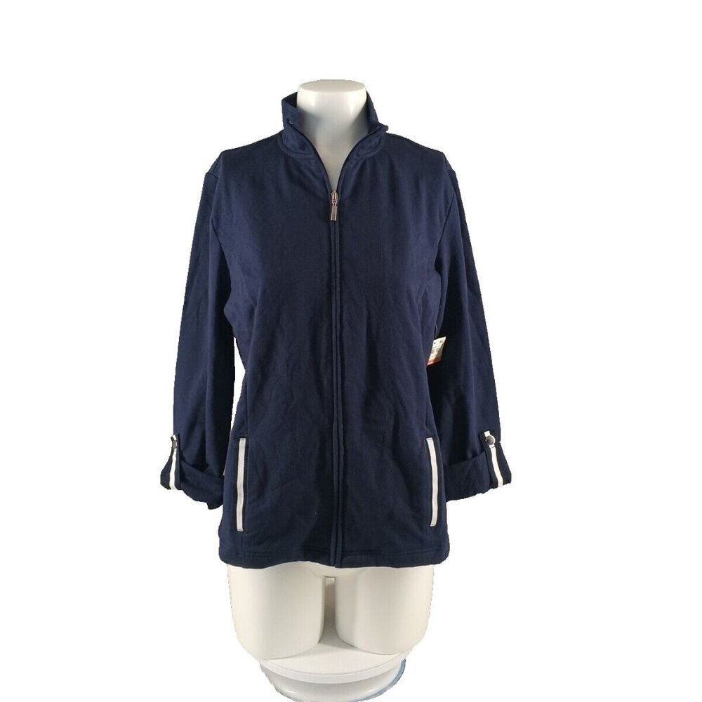 NWT KAREN SCOTT French Terry Jacket SMALL(4-6) Full Zip Blue Cotton